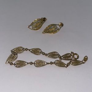 Trifari filigree earrings and bracelet